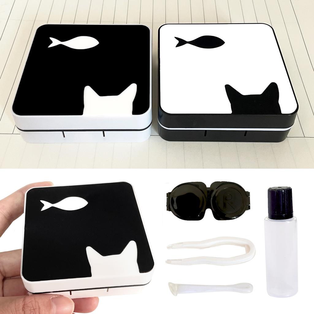 Süßes Kontaktlinsen-Etui Reise-Kit, Kontaktlinsen-Etui mit Spiegel Pinzette Entferner Werkzeug Lösungsflasche für Outdoor Büro Tägliche Nutzung