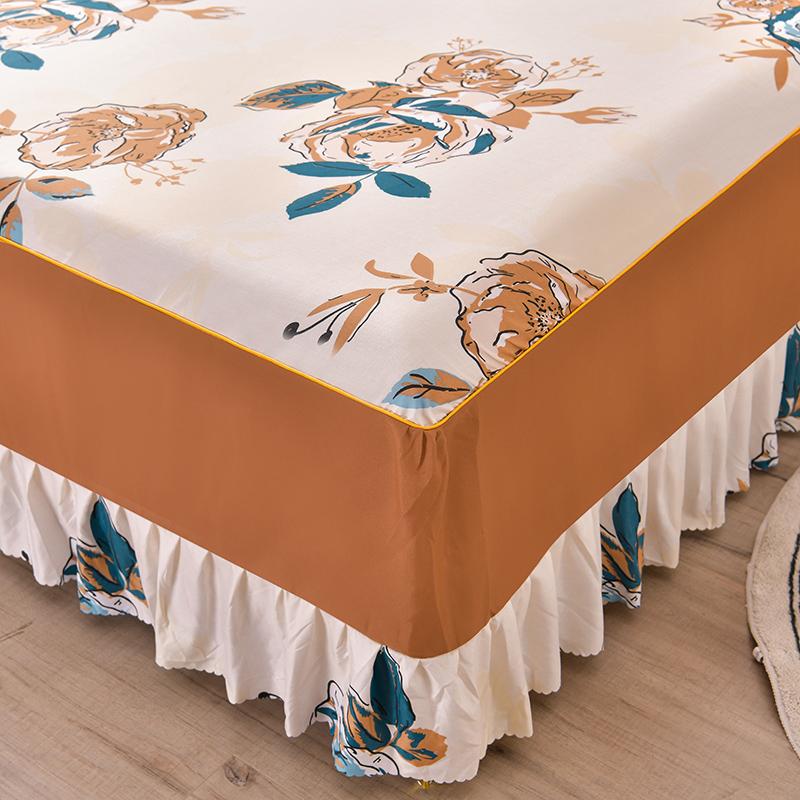 Floral Style Bed Skirt Skin-friendly Bed Covers Non-slip Mattress Protectors Roupa De Cama Printed Bedspread (No Pillowcase)