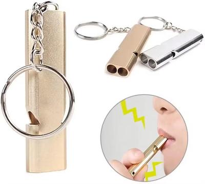 Portable Aluminum Safety Whistle For Outdoor Hiking Camping Survival Emergency Keychain Multi Tool Dual-tube Survival Whistle