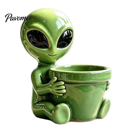 Sci-Fi Theme Plant Holders Funny Alien Planter, Resin Flower Pot, Decorative Whimsical Balcony Pots Pot for Succulents, Cactus, Sci-fi Lovers