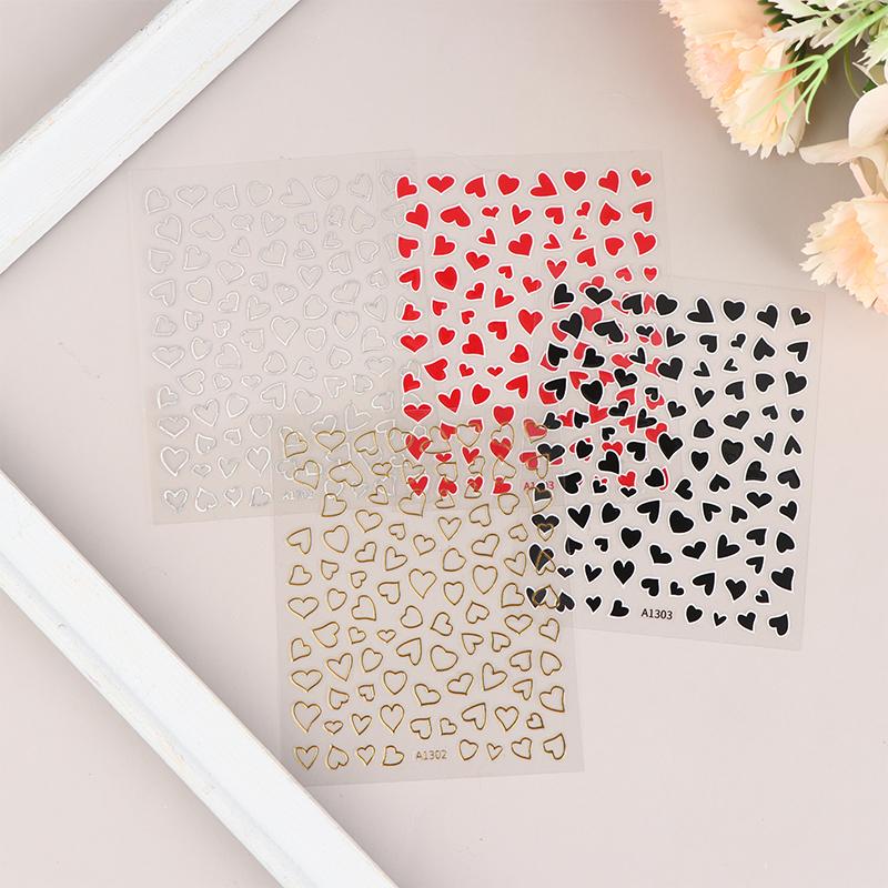 Hollow Heart Sticker For Nail Gold Pink Love For Women Slider Nail Art Decoration Holographic Manicure Accessory