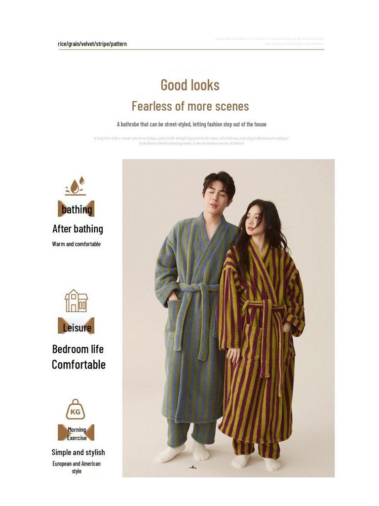 Bata de Franela Polar Coral para Mujer Otoño/Invierno: Bata y Pijama Gruesos, Cálidos, Plus Terciopelo