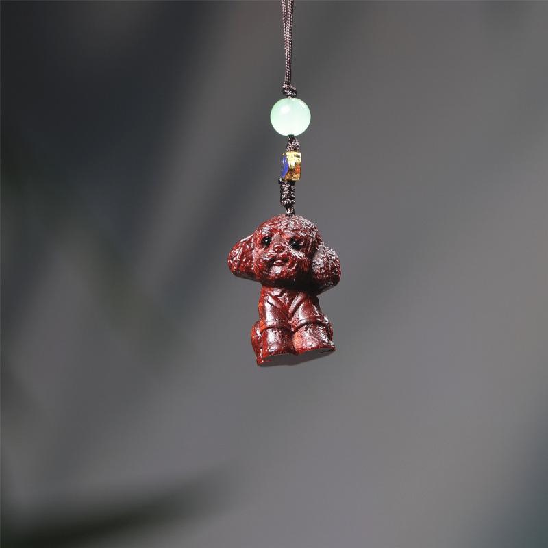 Zodiac Purple Sandalwood Pendant Keychain with Phone Lanyard - Rat, Tiger, Rabbit, Dragon, Monkey, Pig