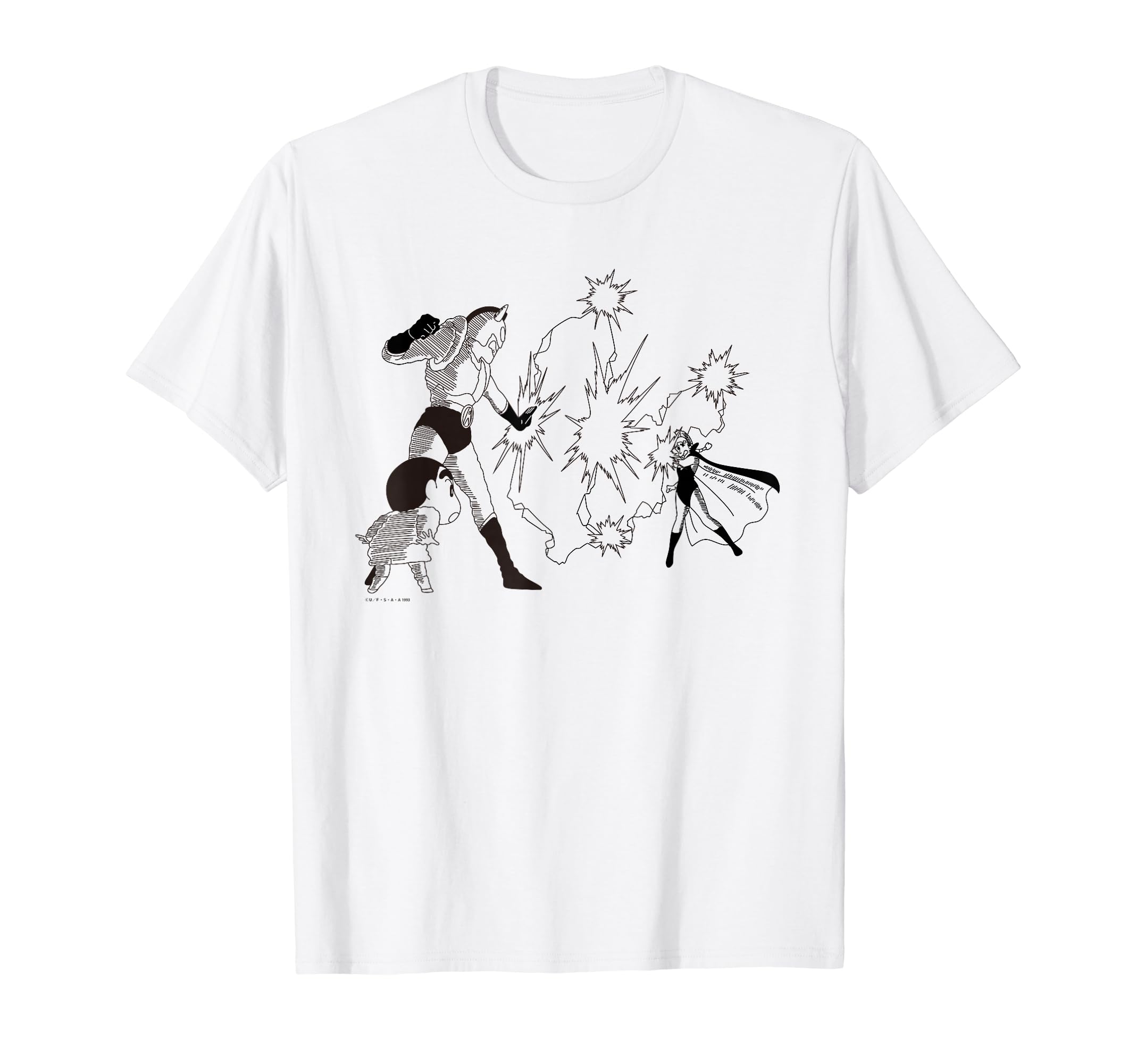 

[Movie] Crayon Shin-chan: Action Kamen vs. High-Gle Demon King Comic Touch Monochrome T-Shirt