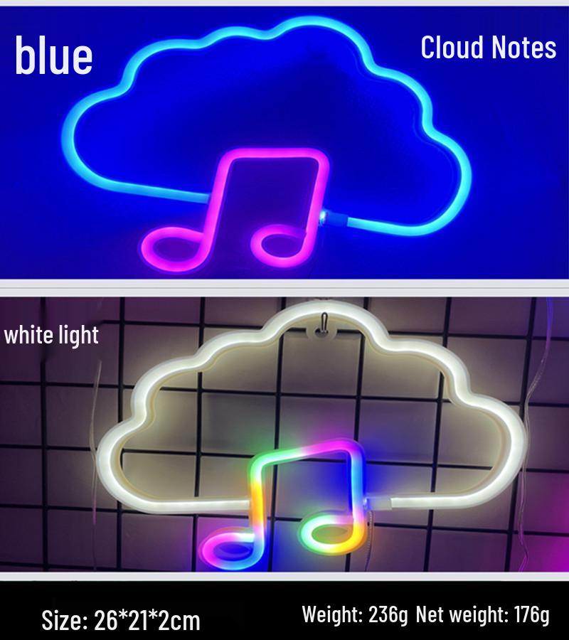 LED Neon Decorative Lights: Cloud, Lightning, Musical Notes, Moon, Bat
