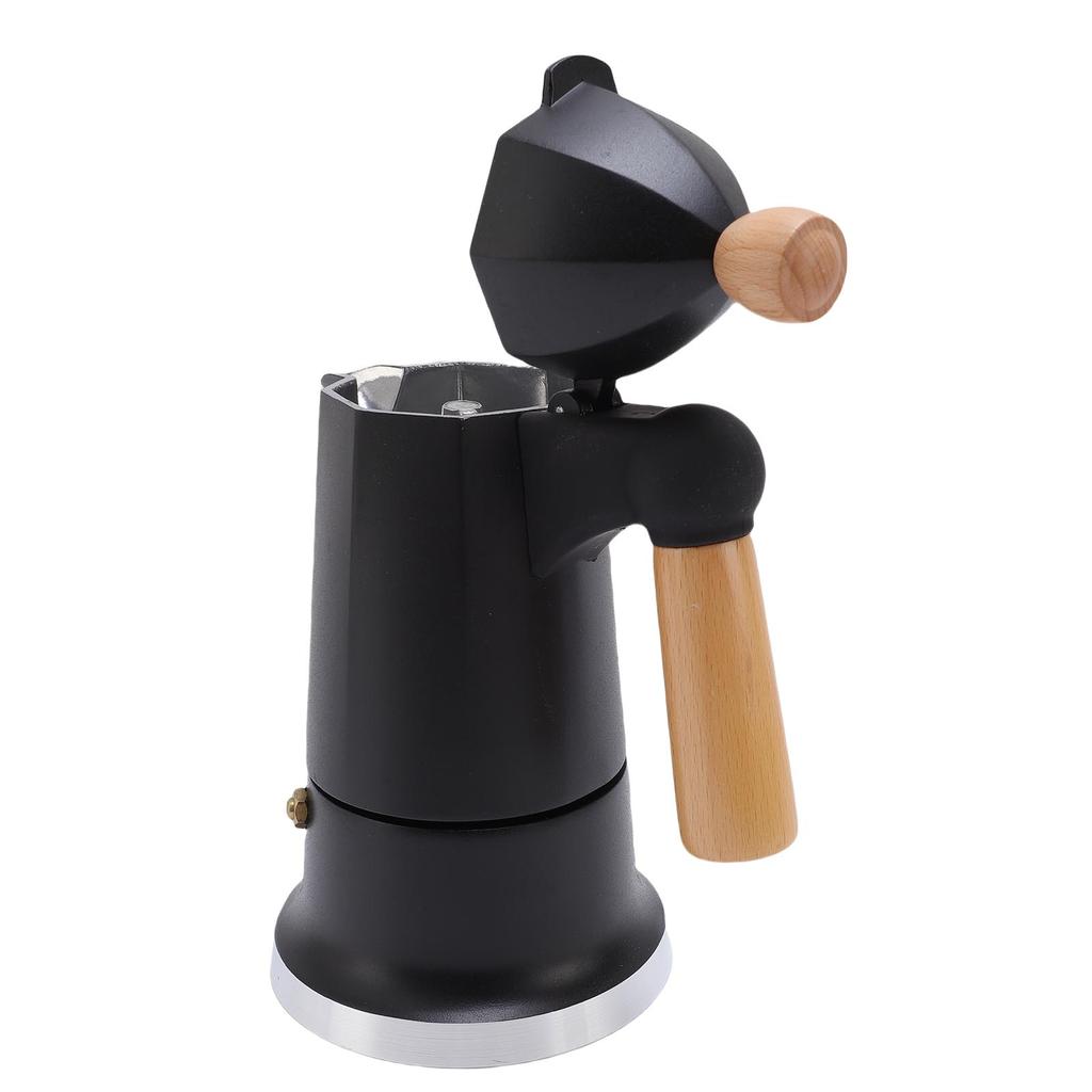 Stovetop Coffee Maker 3 Cups Single Valve Aluminum Alloy Percolator Coffee Maker Pot with Wooden Handle for Home Use