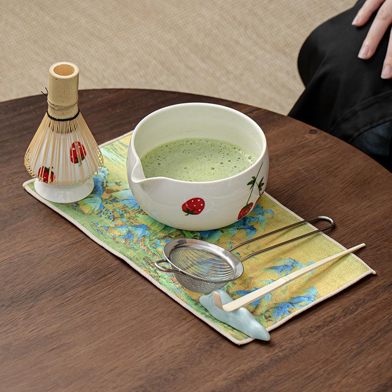 5/7Stk./Set Japanischer Stil Matcha Tee Schneebesen Teegeschirr Traditionell Handgefertigt Matcha Pinsel Teelöffel Brennofen Tee Werkzeuge Matcha Set Geschenkbox