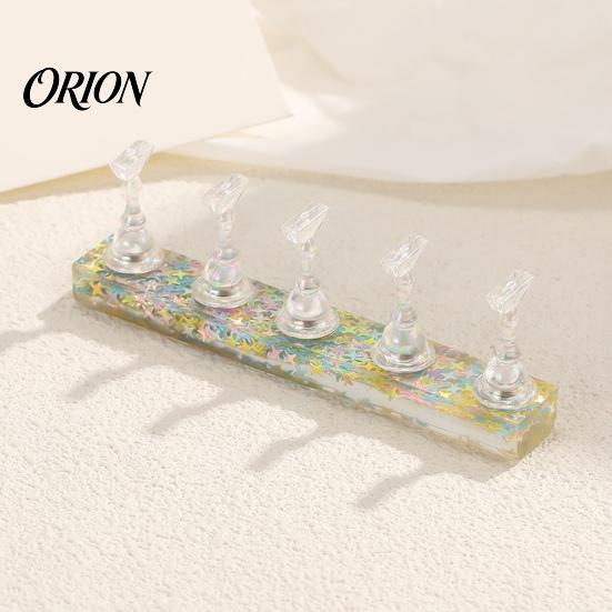 Magnetic Press-on Nail Stand False Holder with Glitter Base, for Art Supplies Beginner Nails Painting, Practice & Display Portable