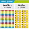 1560 Pcs Removable Garage Sale Price Stickers, 1400pcs Yard Sale Price Stickers & 160pcs Blank Princing Labels, Price Tag for Flea Markets, County