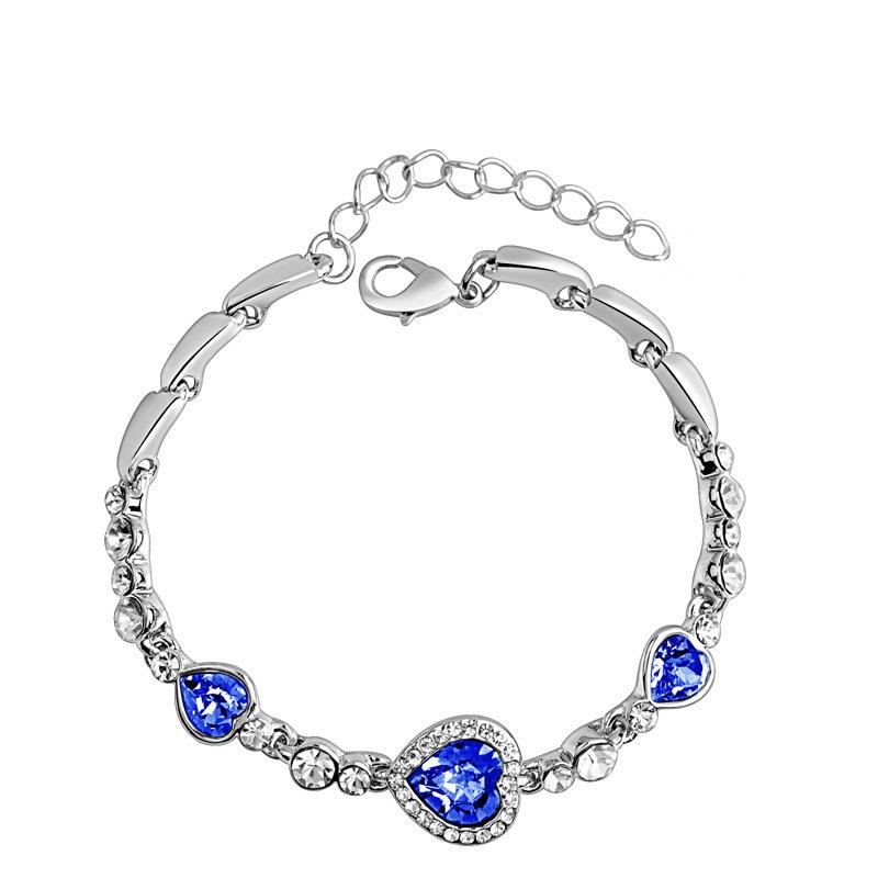 Heart & Peach-shaped Crystal Diamond Bracelet - Fashionable Jewelry Bangle