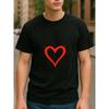 European Sizes Valentine's Day Radial Energy Heart-shaped Men's Printed Short-sleeved T-shirt