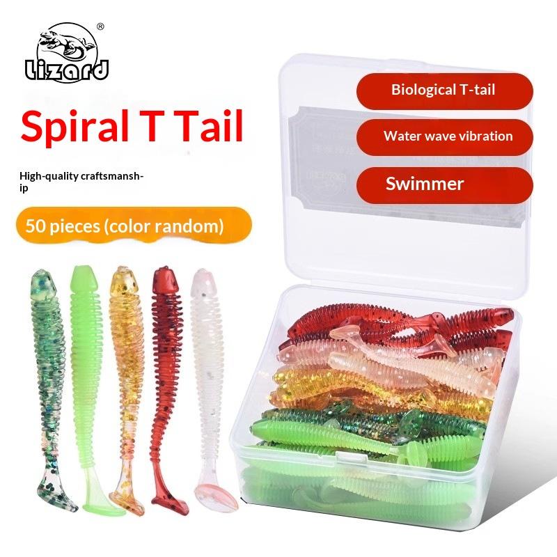 Kemeilong Threaded Spiral T Tail Soft Bait Lead Head Hook for Bass Perch Lure Fishing (Pink,65mm&30g) розовый