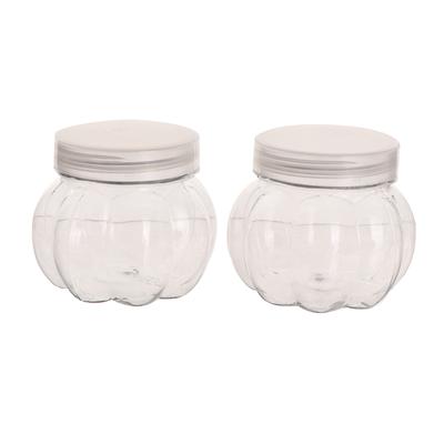 5Pcs 150Ml Pumpkin Jar Transparent Plastic Jar With Lid Candy Cookies Grain Tea Seasoning Storage Container Kitchen Supplies