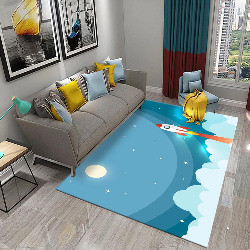 3D Cartoon Astronaut Rocket Carpet for Living Room Bedroom Decor Area Rug Kids Play Crawling Mat Floor Mats Kitchen Non-slip Rug