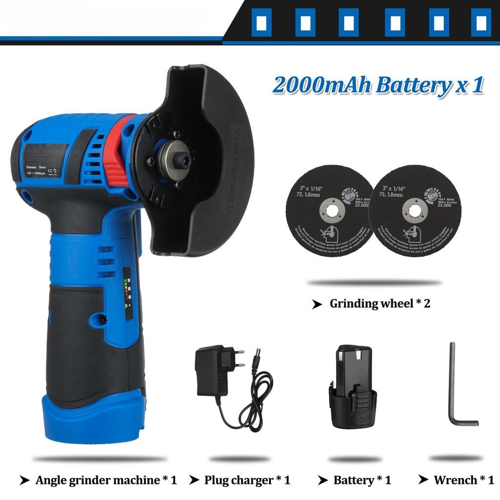 12V Electric Power Cutter with Cutting wheels Battery Brushless Angle Grinder 2000W Mini Cordless Polishing Grinding Machine