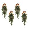 PE Pine Needle Inverted Teardrop Christmas Tree with Velvet Bow - Artificial Hanging Wreath for Home or Staircase Decoration