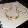 Korean Minimalist Zircon Geometric Open Cuff Bracelet - Light Luxury & Exquisite Design