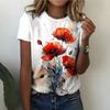 Women's new fashionable and elegant short sleeved T-shirt summer women's noble retro flower 3D printed top T-shirt