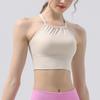Summer Pleated Halter Sports Yoga Tank Top with Beautiful Back