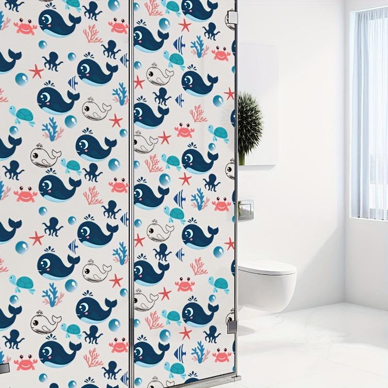 

1 рулон оконной пленки с рисунком колонны синего кита для оконной пленки для комнаты, спальни, двери, окна, пленки для приватности окон 2m