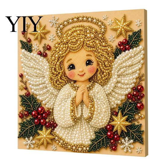 Detailed Resin Faux Diamond Kit Christmas Pearl Art Kit, 20x20cm Xmas Painting DIY Sparkling 3D Craft for Adults, Festive Wall Decor Unique