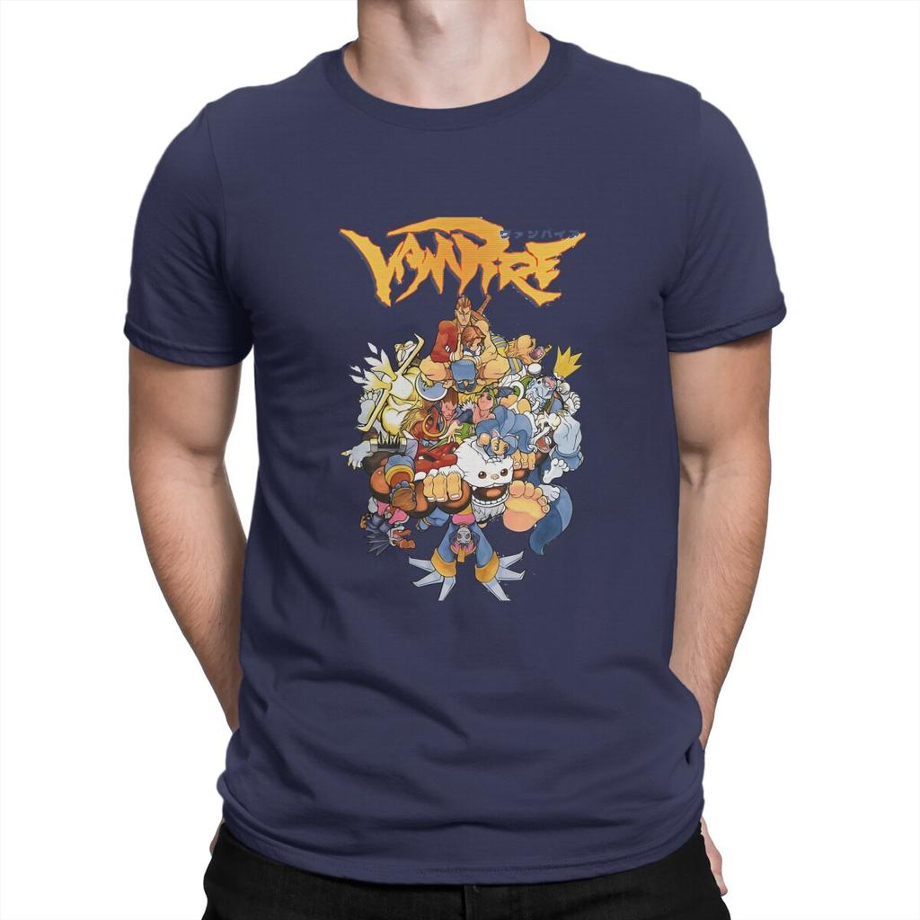 Vampire  The Night Warriors Men TShirt Darkstalkers Game O Neck Tops Fabric T Shirt Funny High Quality Birthday Gifts