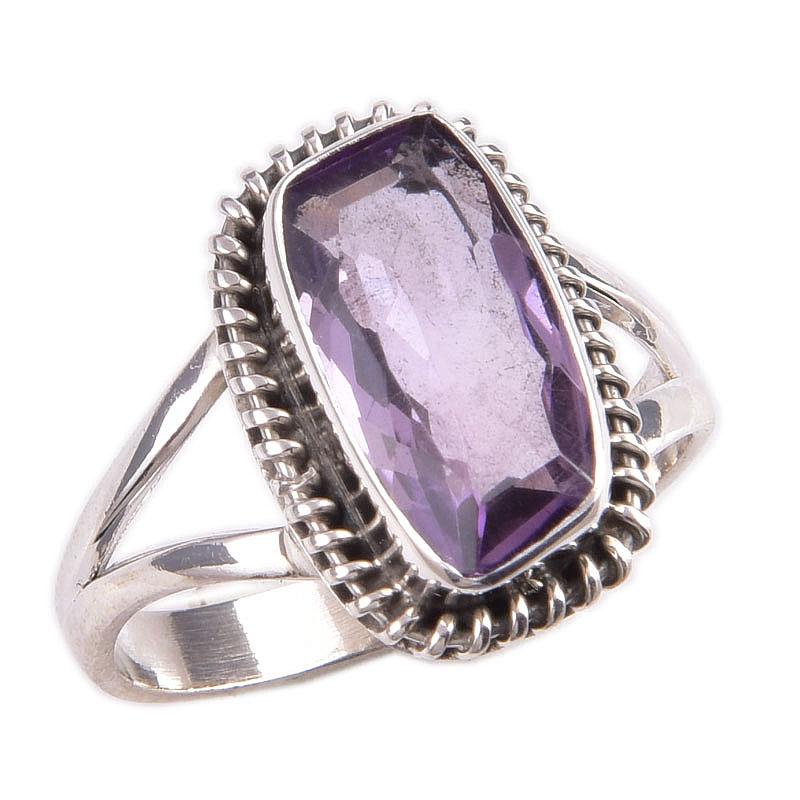 Natural Pink Amethyst Gemstone Handmade 925 Solid Silver Jewelry Ring S.8.5 D1i55