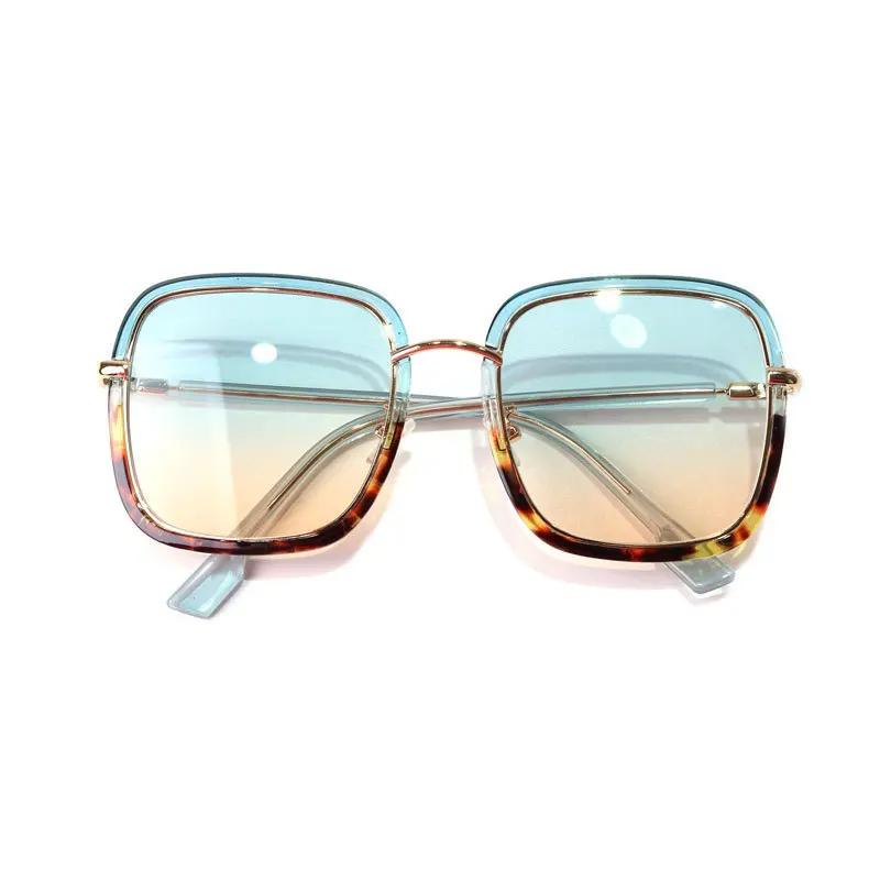 Gradient Women Vintage Anti-blue Light Glasses Frame Vintage Large Square Eyeglasses Oversized Spectacles Frames Glasses Damskie
