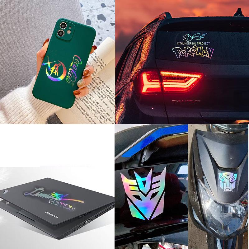 Self-Adhesive Seven-Color Laser PET Film Sticker for Engraved Decorations - Douyin Style