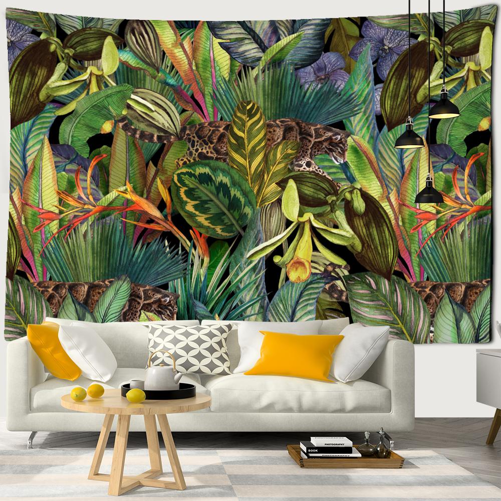 Customizable Palm Tree Tapestry Wall Hanging Tropical Leaves Floral Pattern Wall Beach Mat Animal Background Rug Tapestry