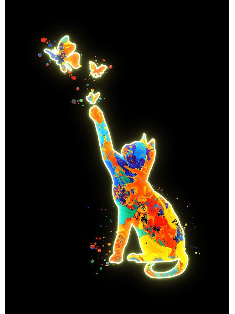 Neon-Design, niedliche Tiere, Poster, Leinwandgemälde, Flamingo, Hirsch, Giraffe, Katzen, Wand-Kunstdruck an der Wand, modernes Kinderzimmer-Dekor