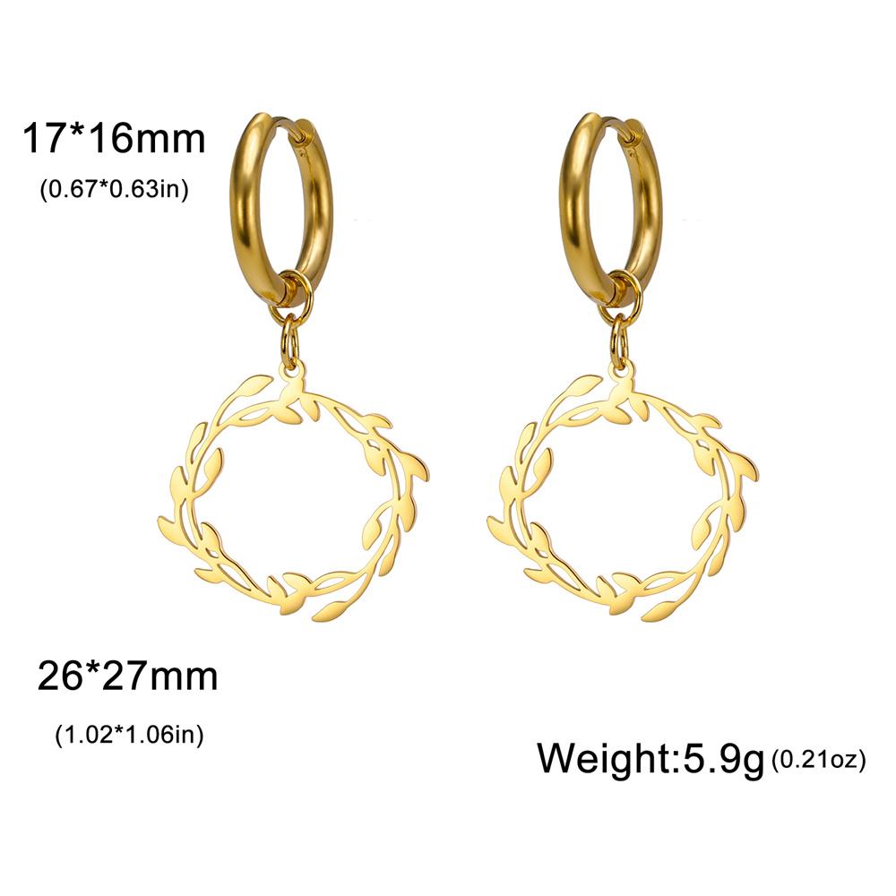 My Shape Olive Leaves Drop Earrings for Women Girls Stainless Steel Round Dangle Earring Jewelry Elegant Wedding Engagement Gift