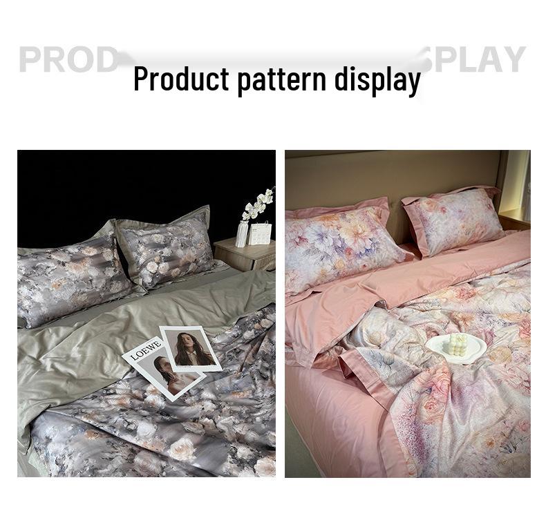 Herbst/Winter Hautfreundliches Reines Baumwoll 4-teiliges Bettwäsche-Set mit Verdicktem Digitaldruck