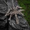 Retro Gothic Jesus Wings Cross Pendant Necklace Jewelry for Men Women Large Vintage Dark Punk Religious Amulet Necklaces Gifts
