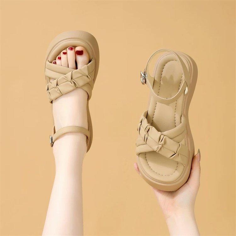 

Sandals women s 2025 new summer wear great-looking shoes Roman shoes platform versatile with skirt women s shoes 40 абрикосовый