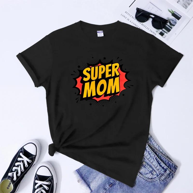 100 Cotton Super Mom TShirt Sarcastic Best Mom Gift Shirt Funny Women Short Sleeve Hipster Mom Life Tshirt Camiseta