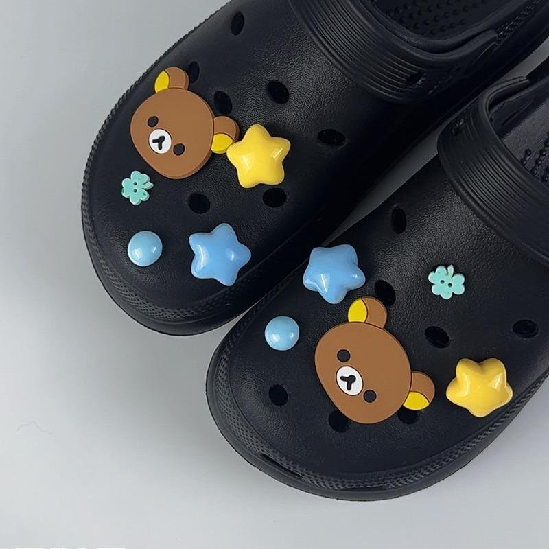 10PCS Fashion Shoe Charms Set Accessories Hole Shoe Buckle Cute Little Bear Star DIY 3D Shoes Decorations Kids Party Gift