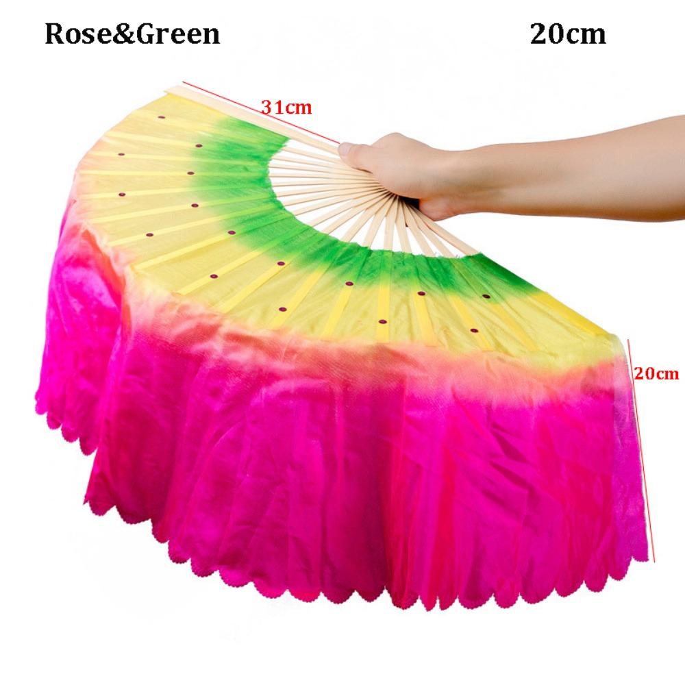 31cm Bamboo Chinese Short Bellydance Fan 17/20cm Half Circle Silk Veil Pairs Hand Dye Adults Fan