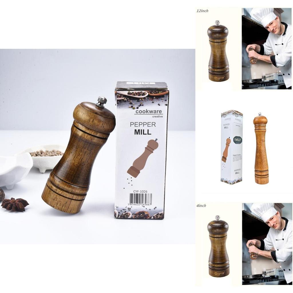 Handliches Küchengewürzmühlen-Set mit Eichendesign für Salze und Pfeffer in Heimküchen