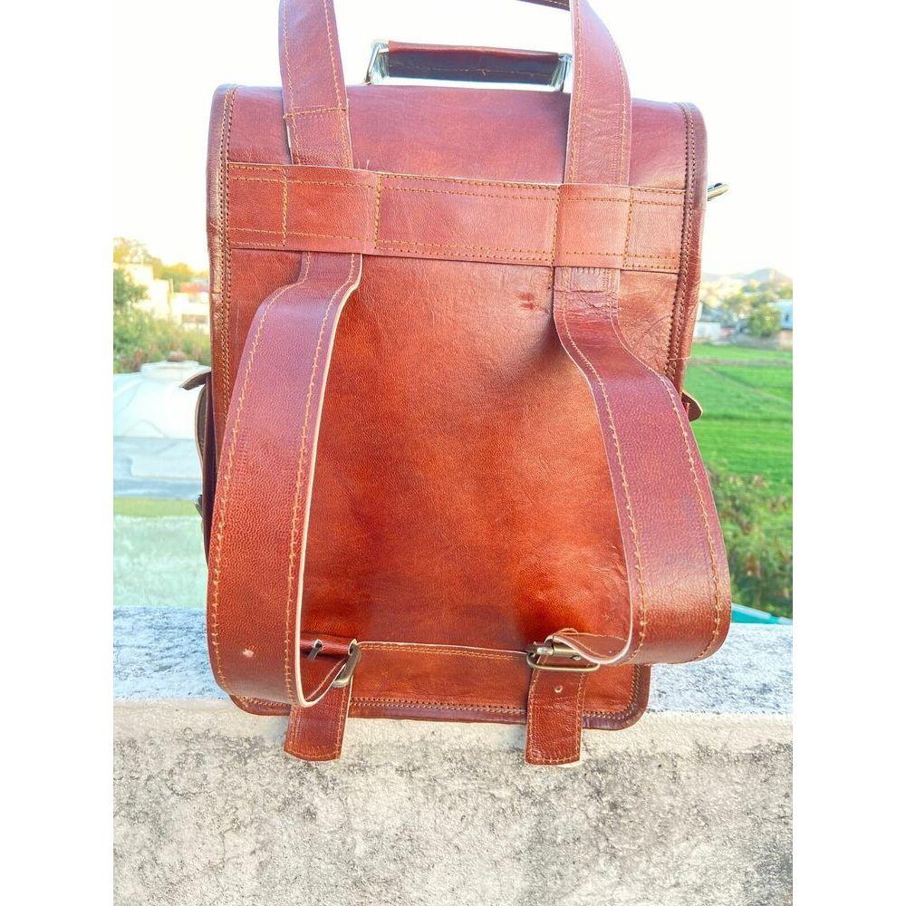 Men's Real Genuine Leather Backpack Satchel Briefcase Laptop Bag Brown Coach Vin