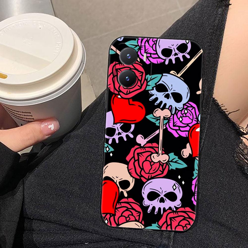 Skull Flower Art Mexico Phone Case For VIVO V60 V50 V40 LITE S1 V17 V20 SE V21 V23 V23E V25 V25E V27 V27E V29 V29E V30 Case Capa