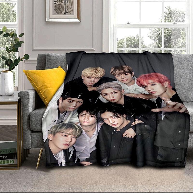K-pop Group Poses Blanket Flannel Blanket for bed, sofa, Camping, Hiking, Picnic Essentials, gift for family Fan gifts