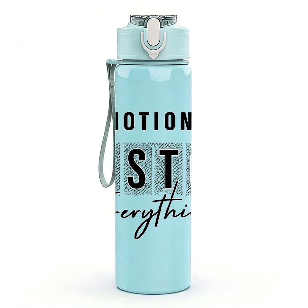 1PC Emotions Destroy Everything Text 750ml Color Plastic Sports Water Bottle Leakproof Flip Straw Lid Suitable for Sports Office Home Use