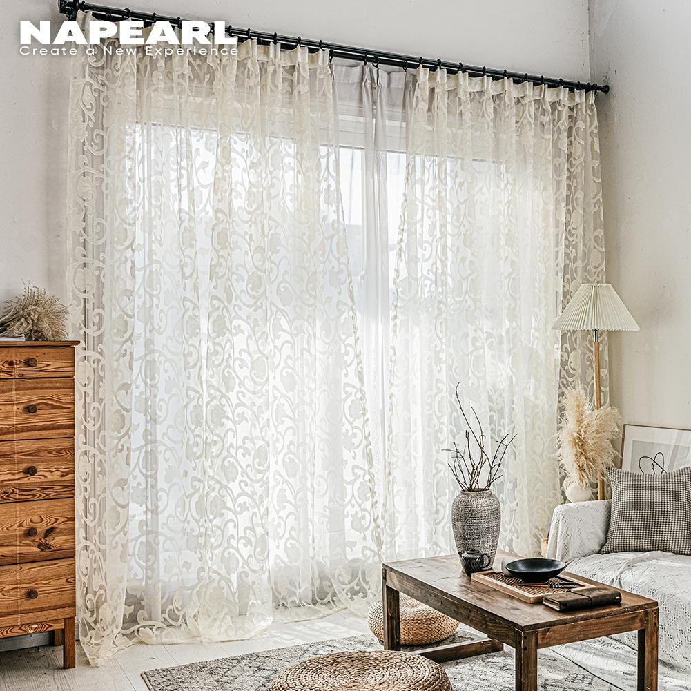 1 PC NAPEARL Tenda jacquard per finestra camera da letto Tenda in tulle morbida tenda trasparente per la decorazione domestica