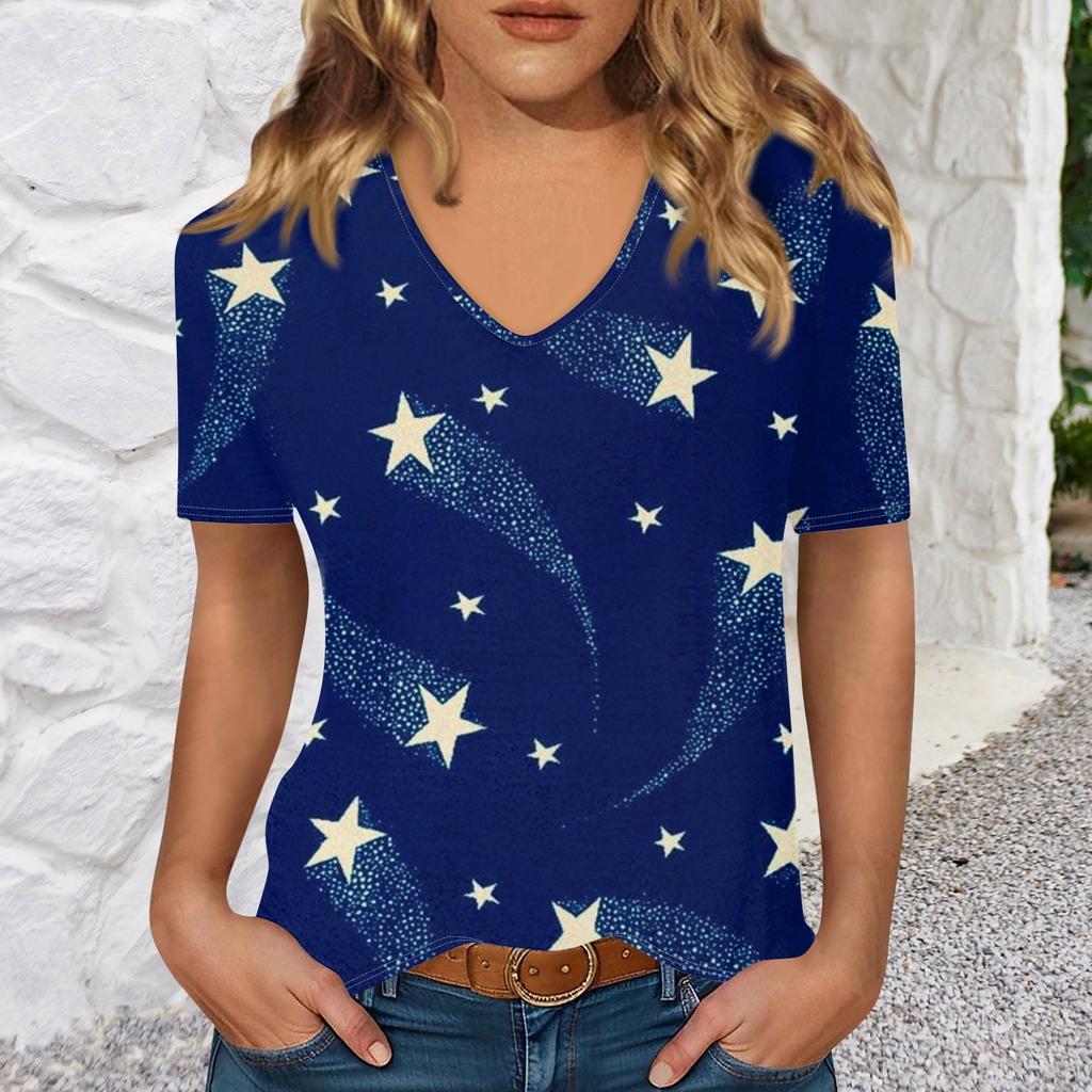 Trička s krátkým rukávem a výstřihem do V pro ženy, módní topy, moderní lehký měkký ležérní letní top