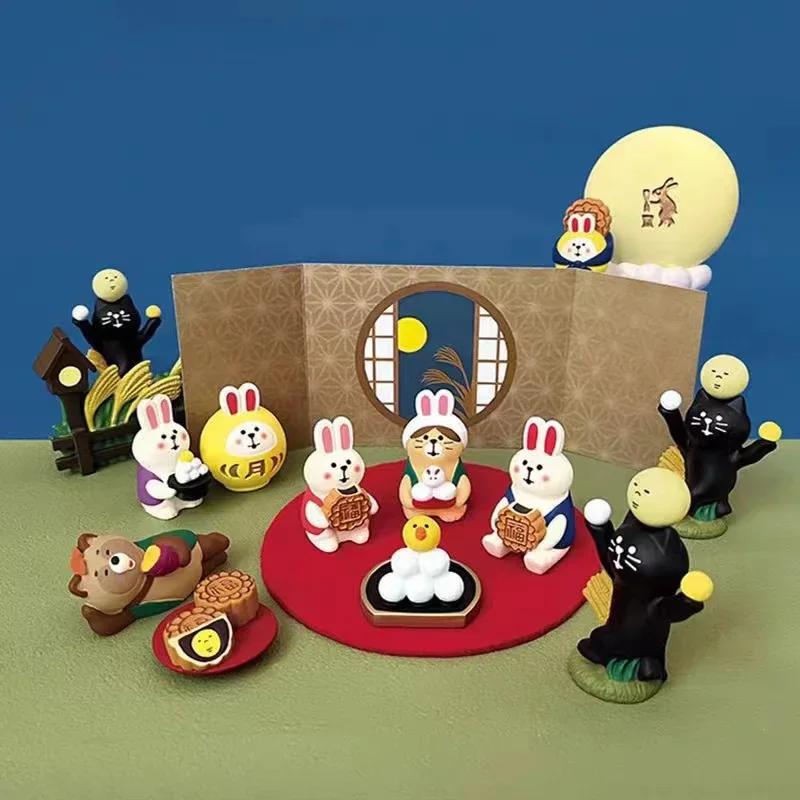 Mid-Autumn Festival Decoration Kawaii Mini Doll Ornaments Cute Mooncake Cat Desktop Decor DIY Scene Room Decoration Wholesales