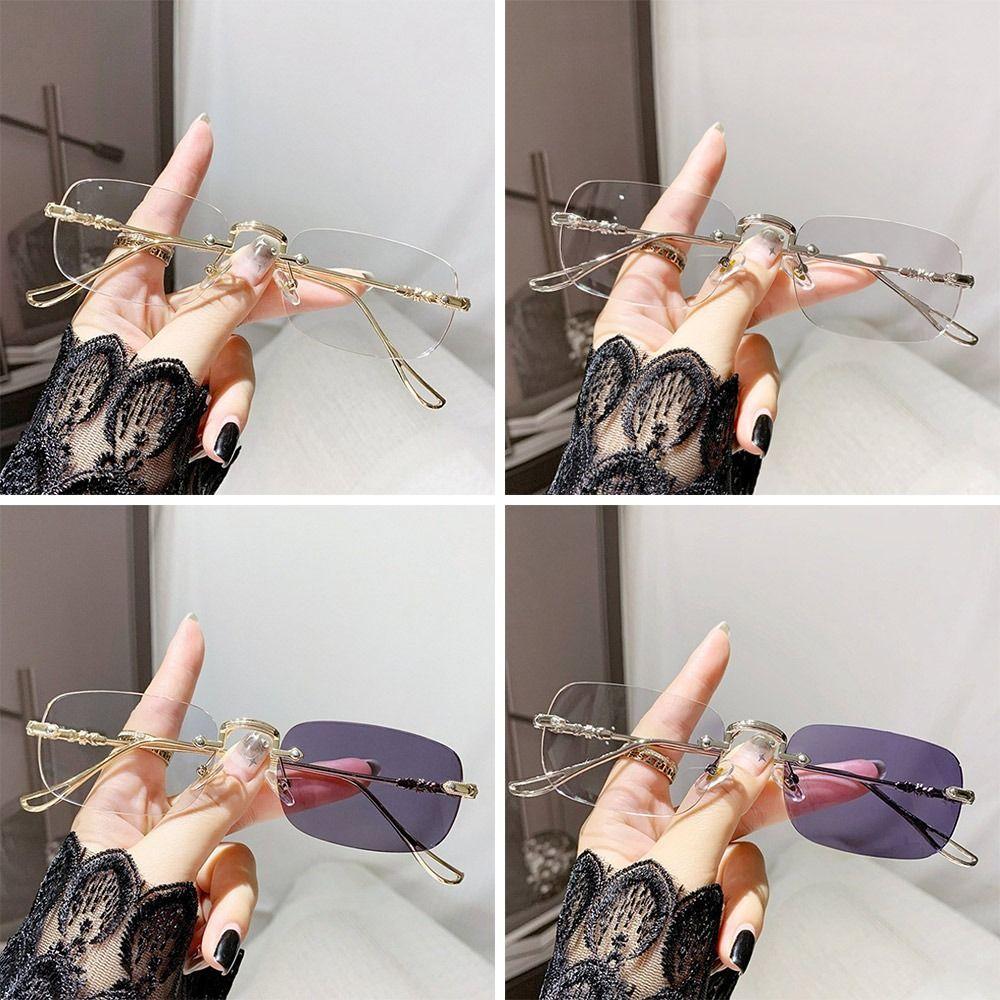 Blue Ray Blocking Anti Radiation Glasses Eye Protection Ultralight Photochromic Glasses Rimless Eyeglass Frame Computer Goggles