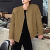 INCERUN Plus Size Men Collarless Long Sleeve Buttons Down Casual Loose Oversized Shirts