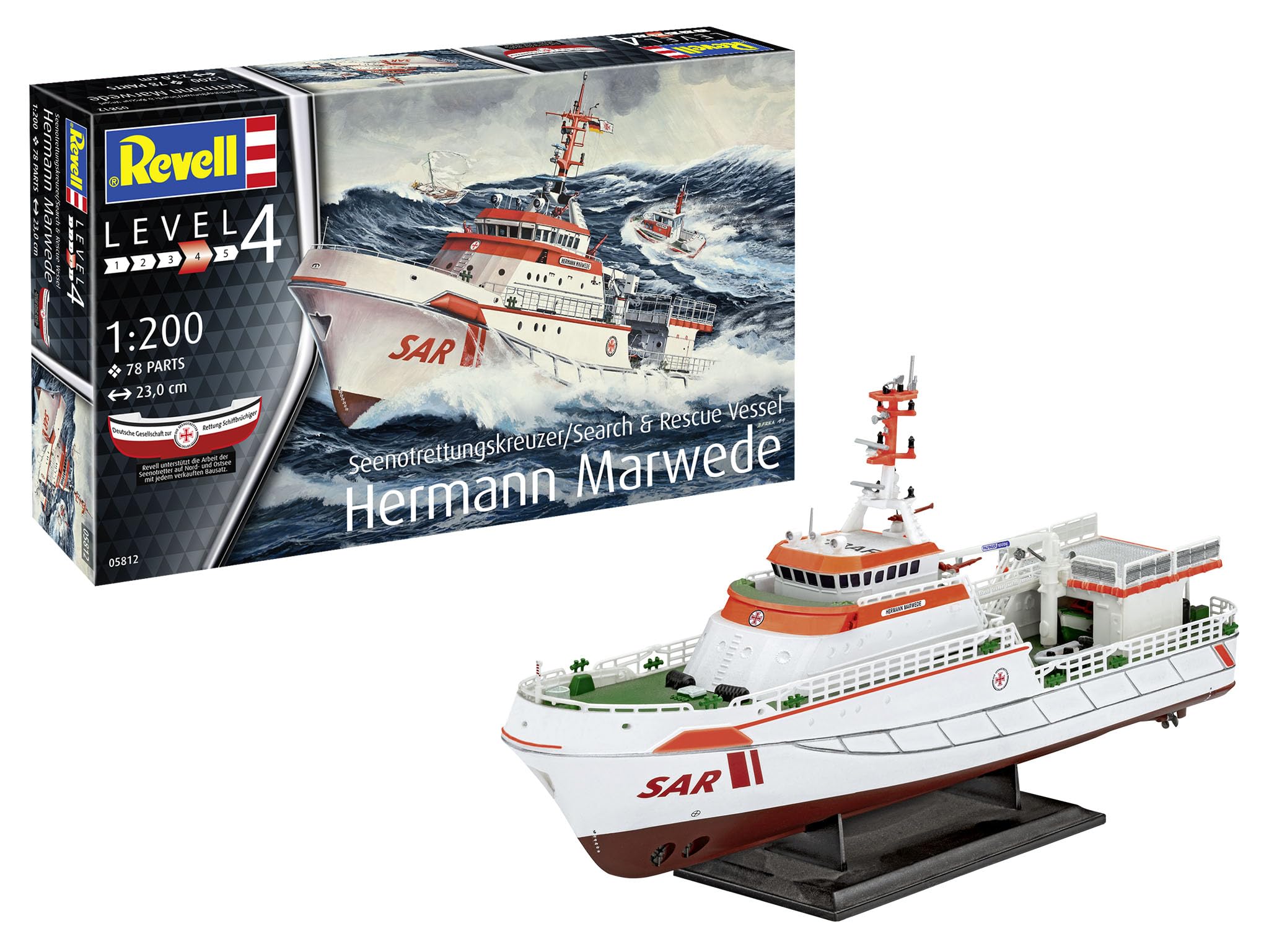 

German Revell 1/200 DGzRS Hermann Melbede Rescue Boat Plastic Model