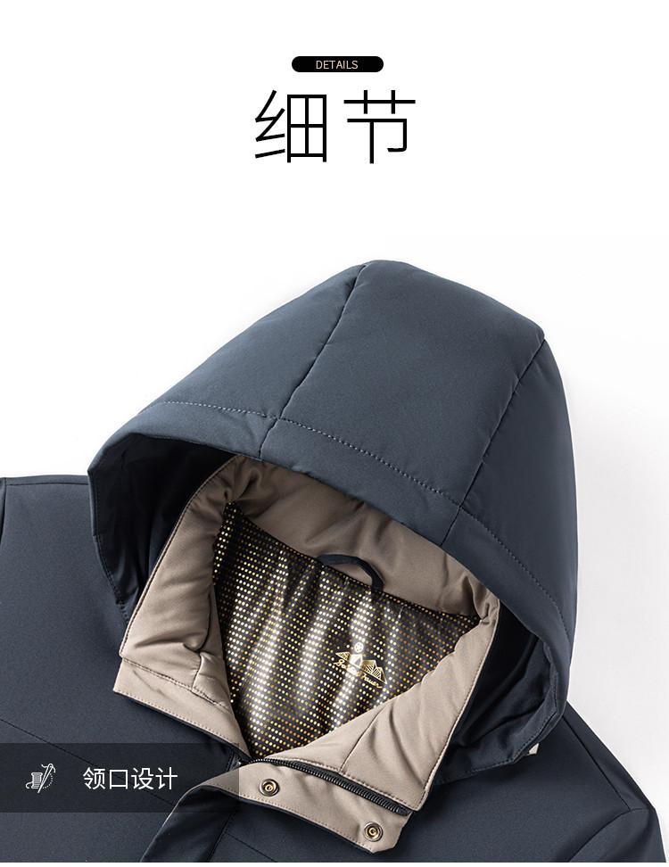 Men's Cotton Coat with Detachable Fleece Graphene Heating Hood